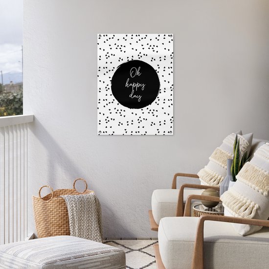 Décoration de jardin - Proverbes - Citations - Oh happy day - Points - Jardin - 60x80 cm - Affiche jardin - Tissu jardin