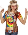 Widmann - Hippie Kostuum - T-Shirt Hippie Helen High Vrouw - Multicolor - Large / XL - Carnavalskleding - Verkleedkleding