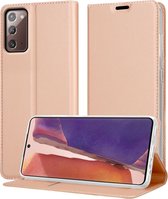 Cadorabo Hoesje voor Samsung Galaxy NOTE 20 in CLASSY ROSE GOUD - Beschermhoes met magnetische sluiting, standfunctie en kaartvakje Book Case Cover Etui