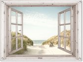 Tuinposter Doorkijk - Strand - Zee - 80x60 cm - Tuindoek - Buitenposter