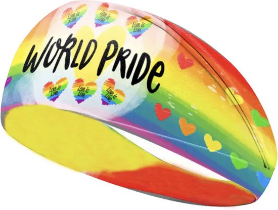 GoedeDoelen.Shop | Hoofdband World Pride | Bandana | Pride | Sportband | Statement | Unisex | Love Wins | Love Is Love | One Size