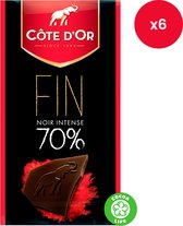 Côte d'Or - Tablette de chocolat - Noir Intense 70% - 100g x 6