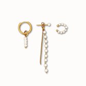 ByNouck Jewelry - Earparty Parel Chains - Sieraden - Vrouwen Oorbellen - Goudkleurig - Parels