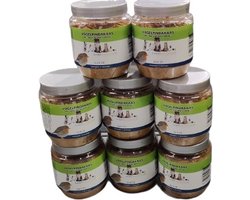 10 Potten vogelpindakaas met meelwormen. Plastic potten á 350 gram.