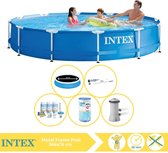 Intex Metal Frame Zwembad - Opzetzwembad - 366x76 cm - Inclusief Solarzeil Pro, Onderhoudspakket, Zwembadpomp, Filter en Stofzuiger