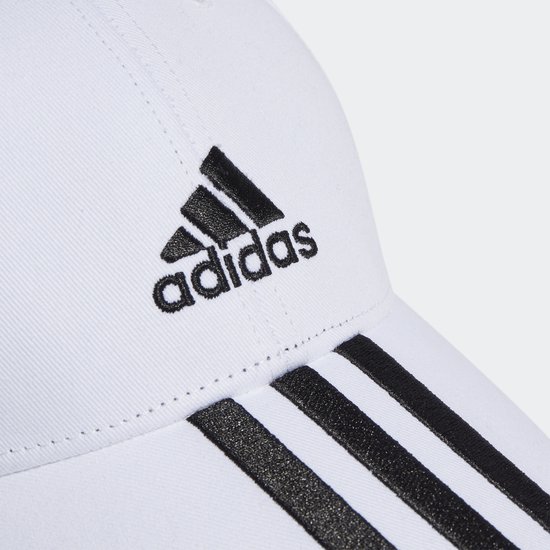 adidas Sportswear Baseball 3-Stripes Cotton Twill Honkbalpet - Unisex - Wit- Volwassenen (S/M)