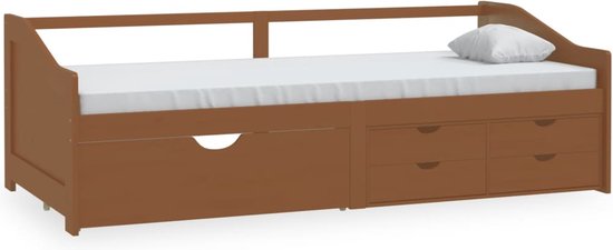 Canapé-lit 3 places avec tiroirs pin brun miel 90x200 cm