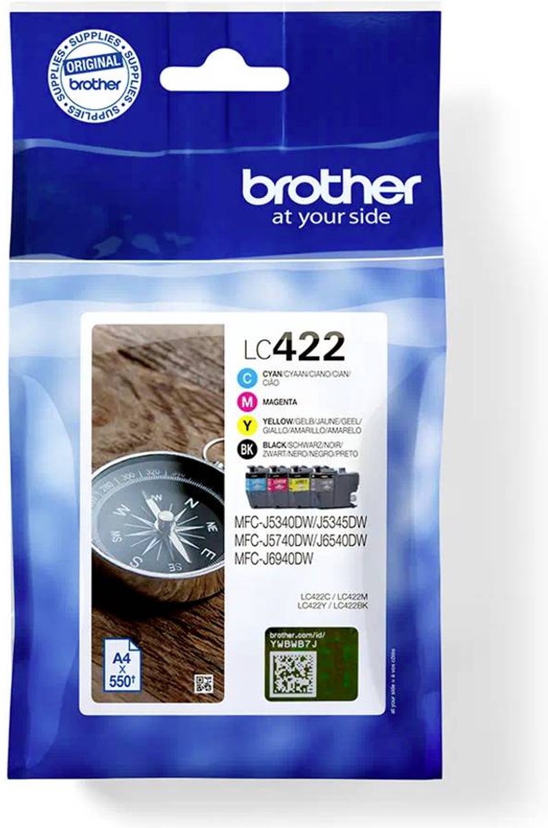 Brother LC422VAL inktcartridge 4 stuk(s) Origineel Zwart, Cyaan, Magenta, Geel