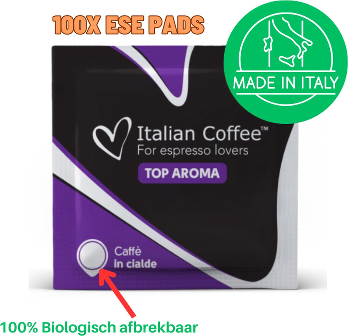Italian Coffee - Top Aroma espresso - 100x ESE 44mm Koffiepads