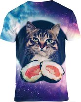Sushi kitty - Kat met sushi shirt Maat L - Crew neck - Festival shirt - Superfout - Fout T-shirt - Feestkleding - Festival outfit - Foute kleding - Kattenshirt