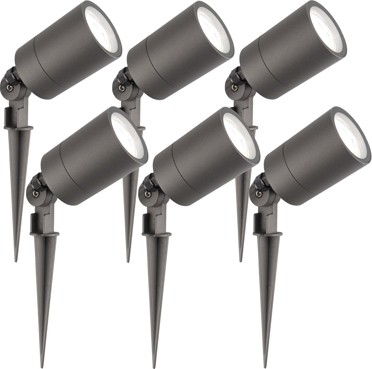 Ledvion - 6X LED Prikspots - Antraciet - IP65 - 5W - 6500K - 2M
