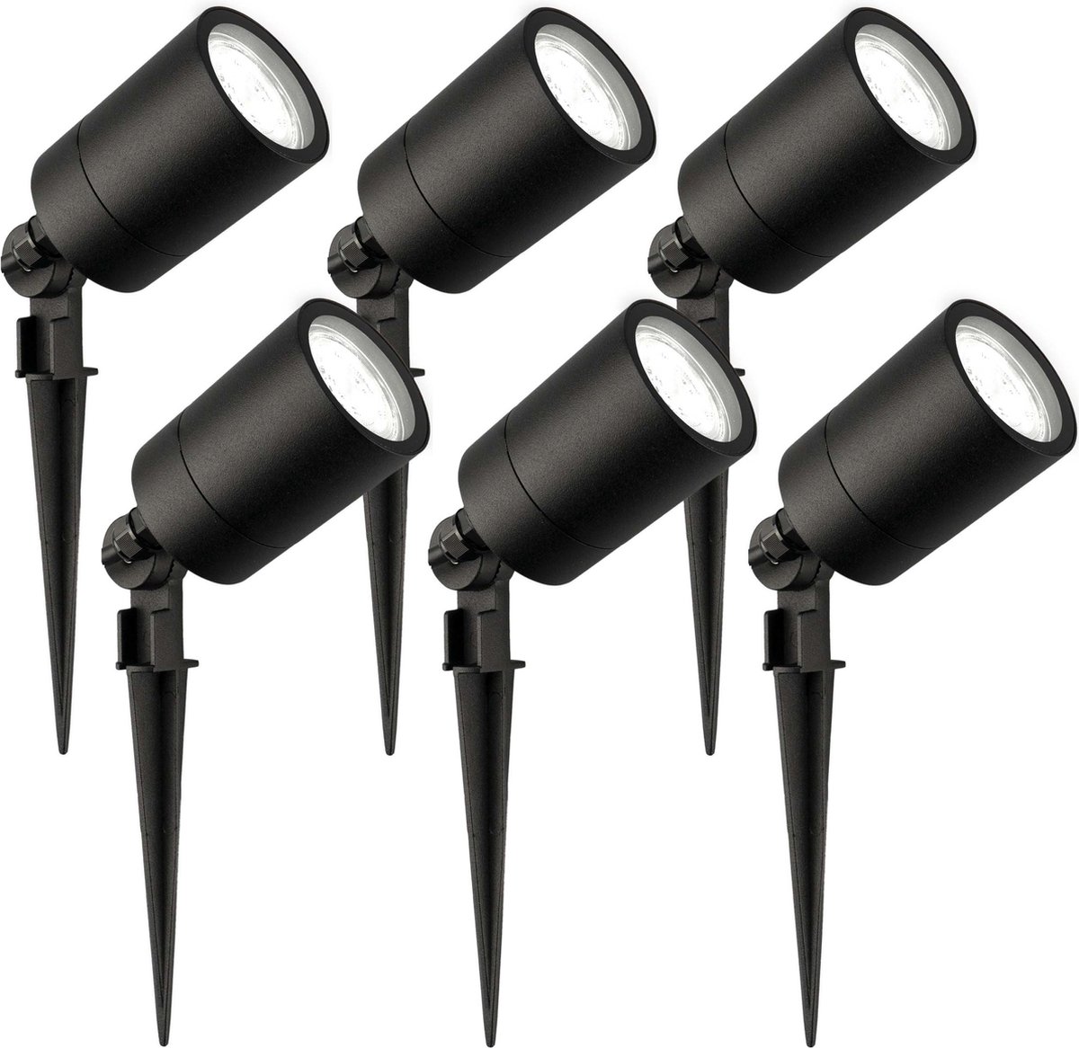 Ledvion - 6X LED Prikspots - 6500K - Zwart - 3W - IP65