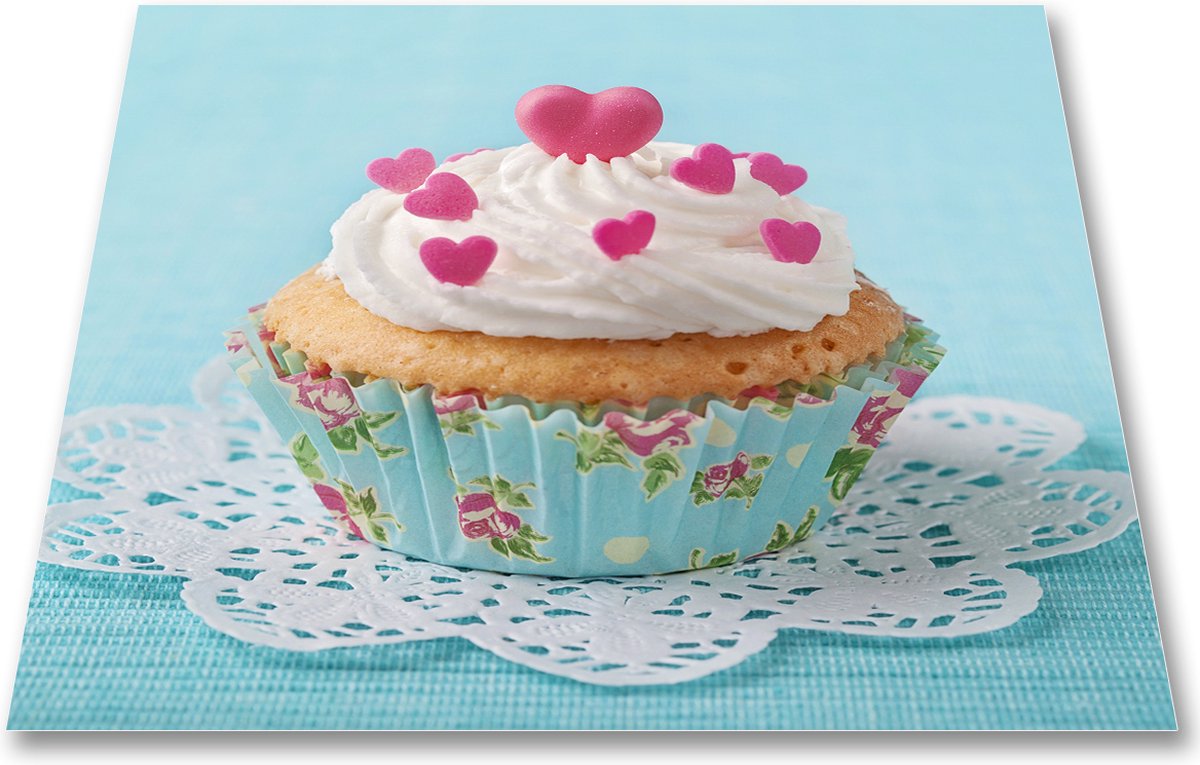 Papillon Inductie Beschermer - Antislip Afdekmat - 60x60 - Cupcake Hartjes