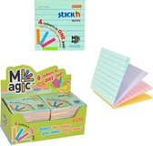 Stick'n Magic sticky notes - 12-pack, 76x76mm, 4 pastel kleuren, 1200 memoblaadjes