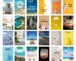 Huurdies 24x Reiskaarten - Fijne vakantie kaarten - 10x15cm Gevouwen - Ansichtkaarten met Enveloppen - 24 verschillende kaarten - Alles in één doos
