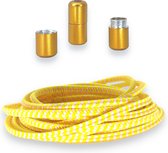 Agletless® GeelWit Elastische veters zonder strikken - Driehoek - Bespaar tijd & geld - one-size-fits-all