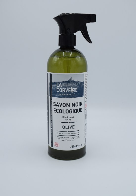 Biologische savon noir in handige spray fles 750 ml - savon noir ecologique - black soap - olijf - olive spray )