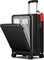 VAIVE Handbagage Koffer Met Voorvak - 43L Koffer - Lichtgewicht Trolley - Zwart