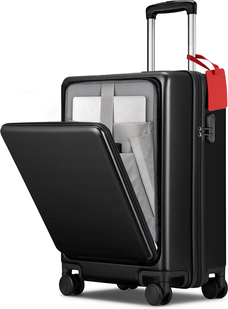 VAIVE Handbagage Koffer Met Voorvak - 43L Koffer - Lichtgewicht Trolley -  Zwart | bol