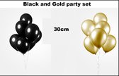 200x Ballons de Luxe noir / or - Ensemble de party Black and Gold et Or - Fête à thème Festival party anniversaire gala anniversaire