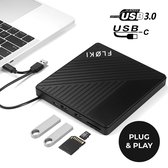 Floki 4-in-1 - Externe dvd speler & brander voor laptop - iOS en Windows - Met USB-hub - Optical Drive - USB 3.0 en USB-C