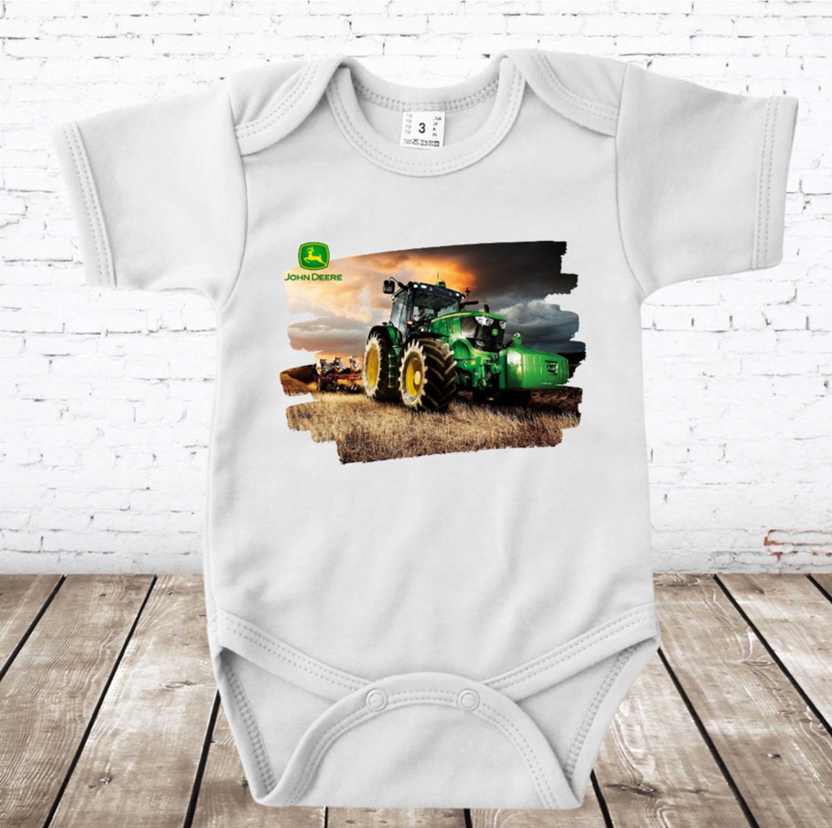 Romper met groene trekker - Wit - 80