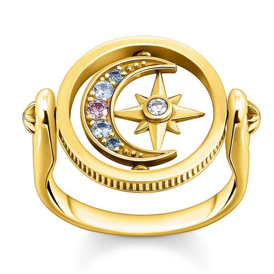 Thomas Sabo Dames-Damesring 925 Zilver Glazen blok  54 Goud 32019566