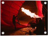 Tuinposter – Vuur in Doek van Rode Luchtballon - 40x30 cm Foto op Tuinposter (wanddecoratie voor buiten en binnen)