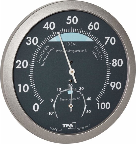 TFA Dostmann 45.2043.51 45.2043.51 Thermo- en hygrometer Antraciet, Zilver
