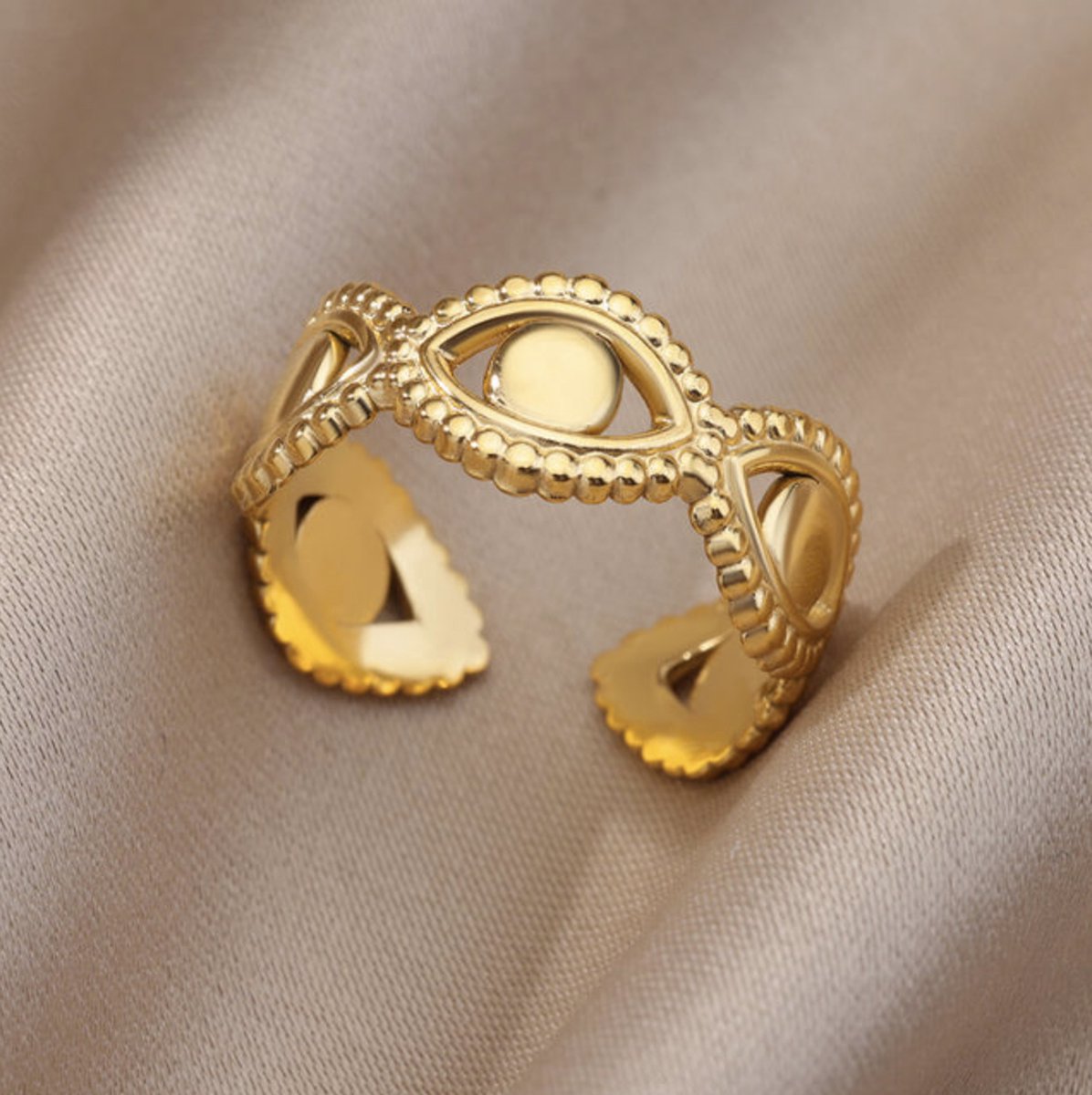 Hiden | Moderne Ring - Ringen Dames - Goudkleurig - Sieraden - Ringen set | Mystic Eyes Ring