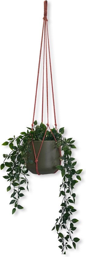 Plantenhanger Zonder Kwast - Kies Kleur en Lengte - Oud Roze - 80 cm lang - Katoenkoord - Geschikt voor Pot met Diameter t/m 20 cm - Handgemaakt in ons Macramé Atelier - Prijs per Stuk - Let op: Exclusief Pot - Inclusief Verzendkosten