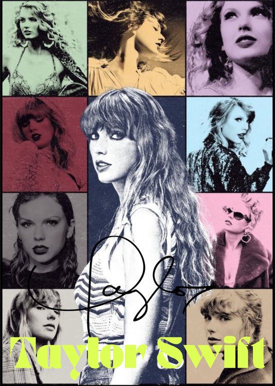 Poster Taylor Swift - A2 - Kunst - Graphic - Merch - Cadeau - Pop - Zangeres - Electropop - Vintage - Topcadeau - Herbruikbaar - 59x42cm - Geschikt om in te lijsten