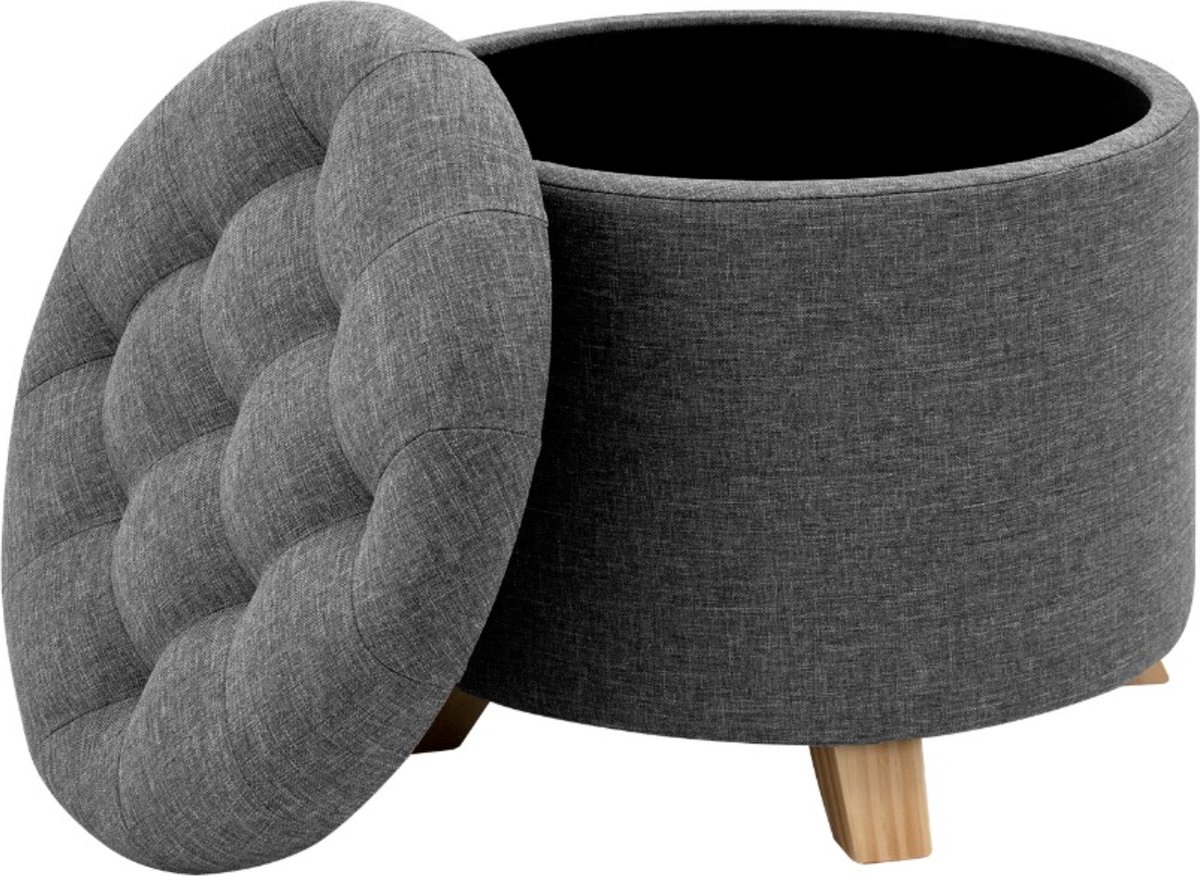 Songmics Runder Hocker Mit Stauraum, Ankleidehocker Mit Füßen, 45 X 45