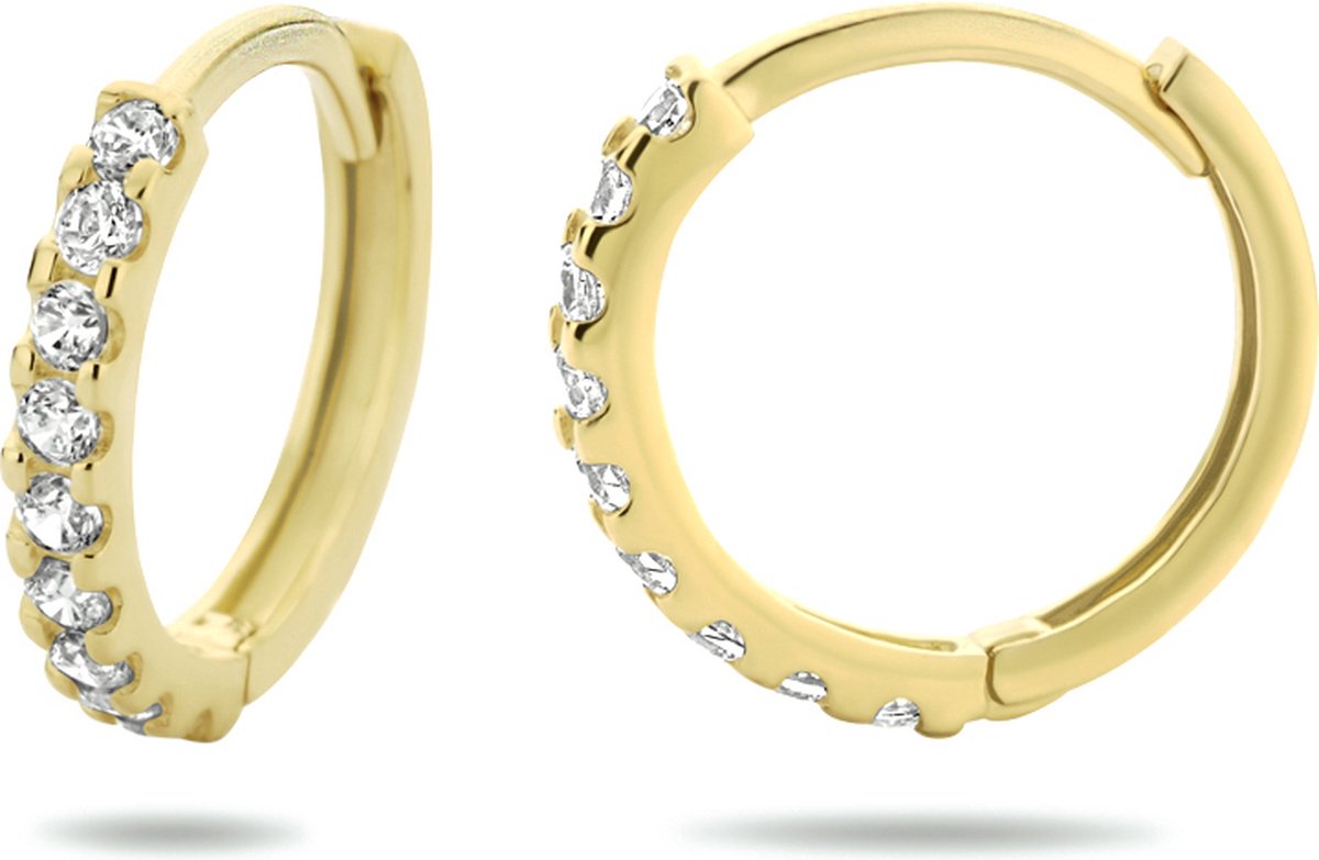 klapoorringen zirkonia 14K geelgoud 4019361