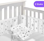 Pasaro® Baby Bedbumper met Sterren - Bed Omrander - Bumper Ledikant - Bedomrander - Parkomranding- Hoofdbeschermer - Bedomranding - Set van 2 - 340x30cm & 160x30cm