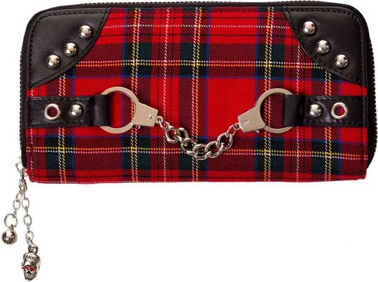 Banned - Red Tartan Handcuff Dames portemonnee - Rood