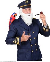 Widmann - Kapitein & Matroos & Zeeman Kostuum - Ouwe Roestige Kapitein Iglo Accessoire Set - Blauw, Wit / Beige - Carnavalskleding - Verkleedkleding