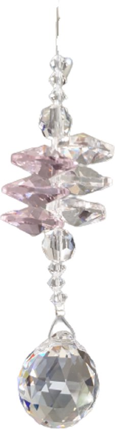Raamhanger "Roxy" gemaakt van Asfour AAA-Quality Crystals, kleur Roze (Raamkristal, raamhanger, raamdecoratie, fengshui, Baby shower, Kerst hanger, kerst pakket cadeau, in verschillende kleuren.