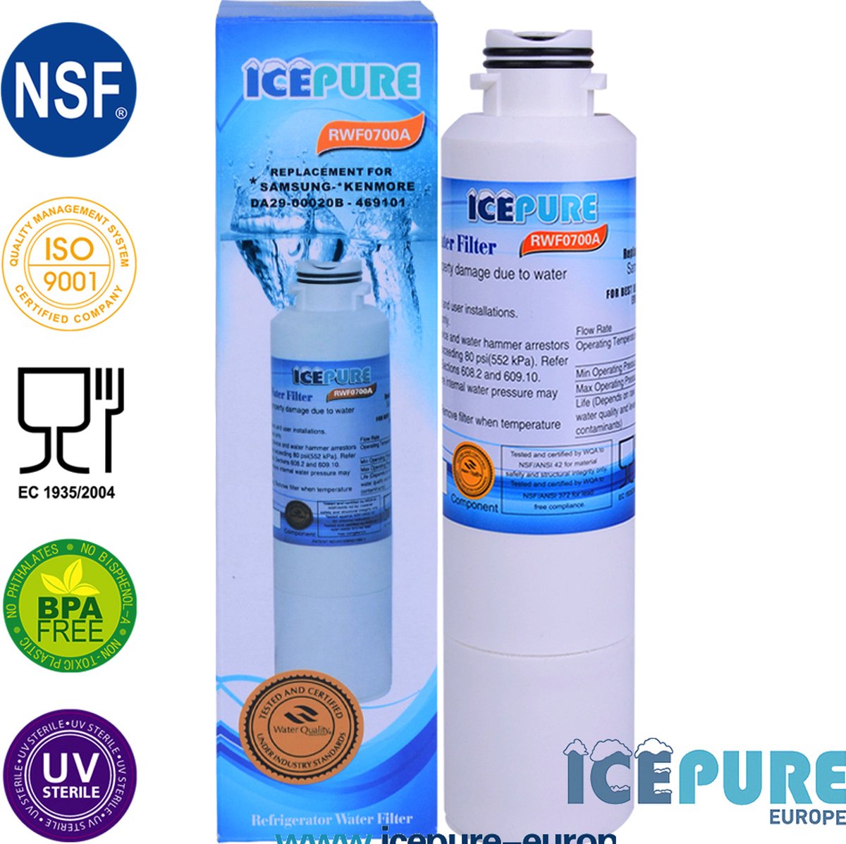 Waterfilter voor EcoAqua EFF-6027A / Dubbele O-ring