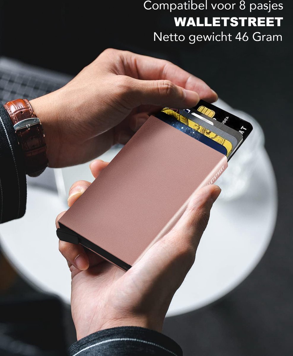 WalletStreet Aluminium Pasjeshouder 8 Pasjes – RFID Creditcardhouder – Compact Design – Roze — cadeau in Mode & Accessoires - foto 3