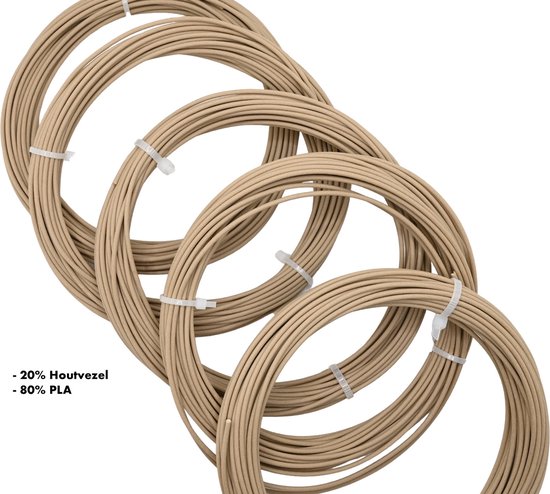 Recharges de stylo 3D - Bois - Filament PLA - 50 mètres - 1,75 mm - Recharge - Recharge - Convient à presque tous les stylos 3D
