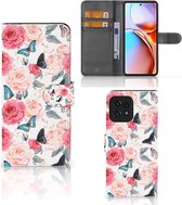 Smartphone Hoesje Motorola Edge 40 Pro Flipcase Cadeautjes voor Moederdag Butterfly Roses