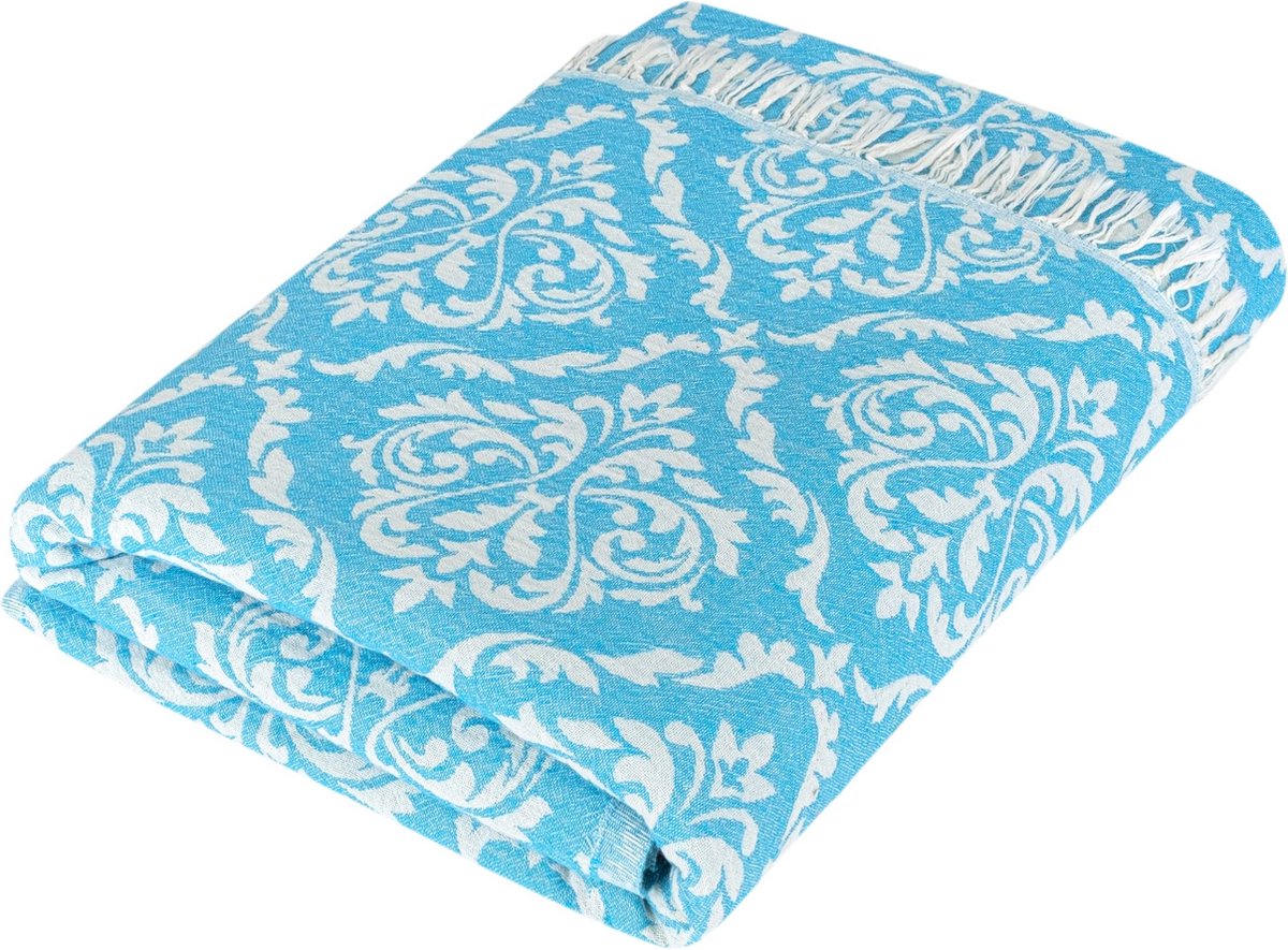 Trimita Hamamdoek Barok - 100% Katoen Sauna Handdoek Dames en Heren - 100x180 cm - Blauw