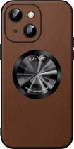 Sulada Soft case Microfiber leer en shockproof en lensbeschermer met magnetische ring voor de iPhone 14 Plus Bruin