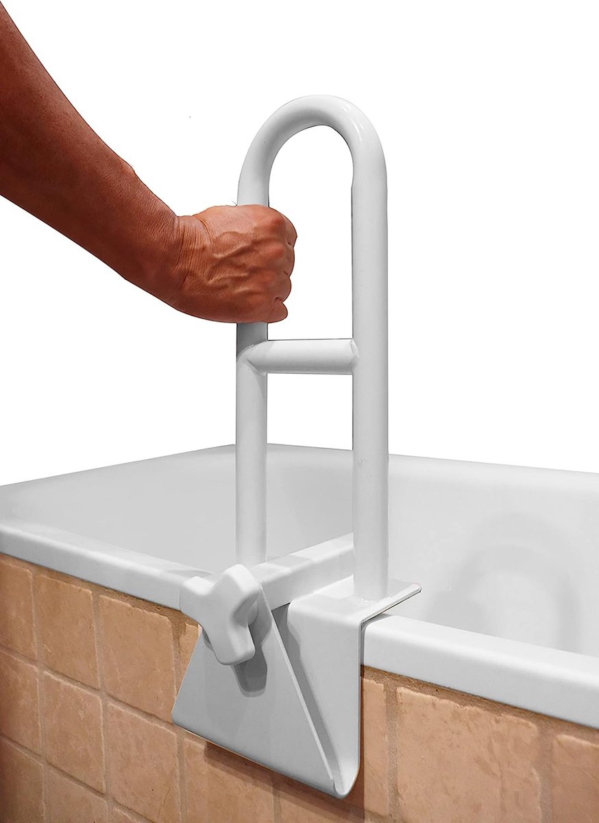 Badkuip instaphulp voor senioren (badkuipen met gladde rand ≥ 8 cm), badgrepen, handgreep bad wit, in- en uitstap-hulp badkuip, handgreep bad senioren