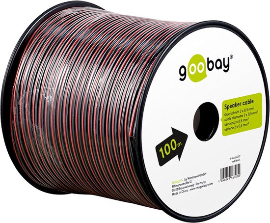 Goobay Luidsprekerkabel 2 x 0.75mm² - CCA - Rood/zwart - 100 m