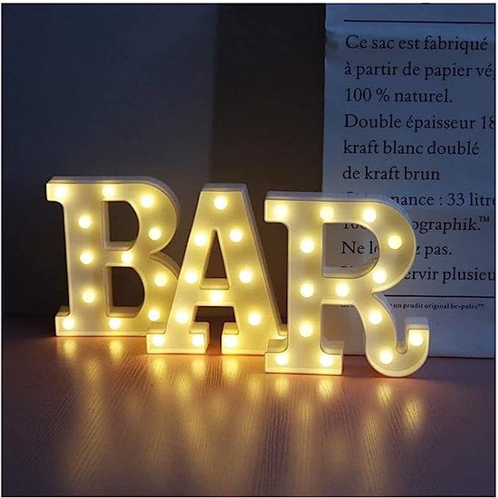 Lichtgevende Letters BAR - 22 cm - Wit - LED
