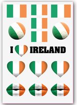 Tijdelijke Tattoo Ierland (A5 formaat) [Temporary Tattoo Belgium, The Netherlands, Holland, Rode Duivels, Red Devils - Formule 1, F1, Max Verstappen - Koningsdag Kingsdag - WK, EK, Olympische Spelen, Tour de France]