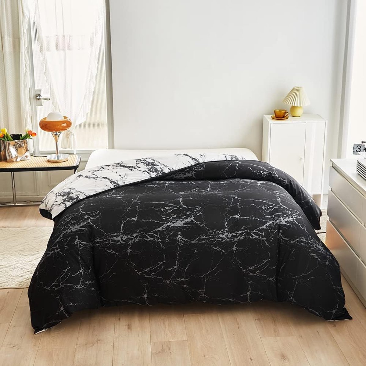 Aisbo beddengoed, 155 x 220 cm, katoen, grijs - beddengoedset met