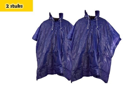 Poncho de pluie unisexe een maat 2 pièces dans l'emballage bleu - Poncho de pluie dames - poncho de pluie hommes Adultes